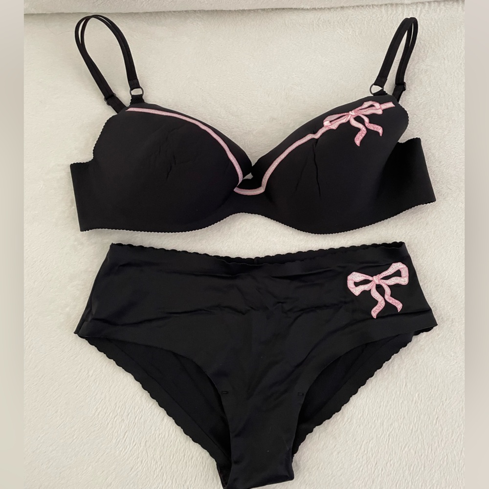 Black and Pink Bra and Panty Set